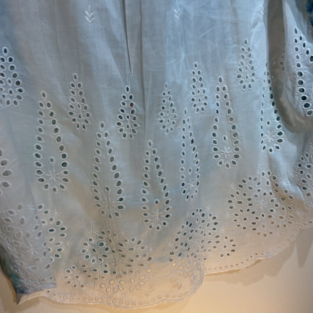 Chico's Blue Relaxed Button Down Shirt with Dress Collar And Eyelets Size 3 - Picture 13 of 13